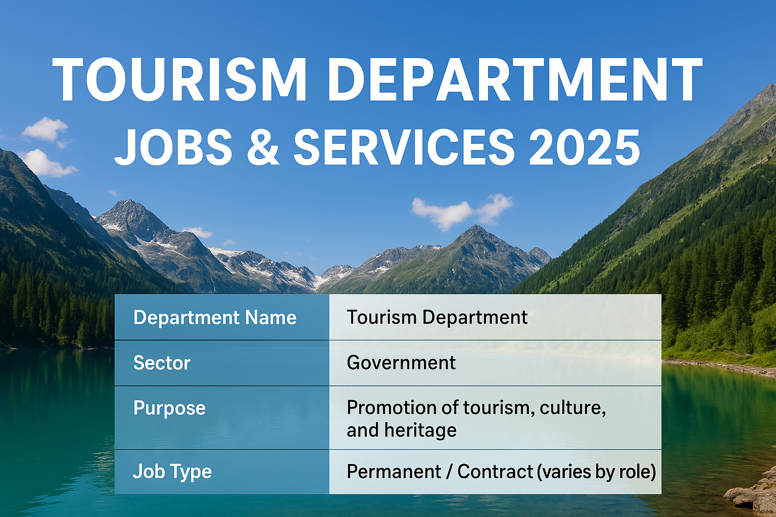 Tourism Department Jobs & Services 2025